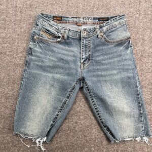 True Rebel 808 Slim Fit Denim Shorts Blue Distressed Cut Off‎ 900 Series 34W